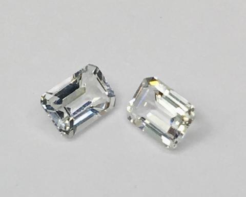White Topaz  พลอยโทพาสขาว เหลี่ยมมรกต Emerald cut  เพชรแท้ พลอยแท้ พลอยเสริมดวง สีขาว ดูดวง ราศี เมษ ของขวัญวันเกิด แก้ชง เสริมการเงิน ใบเซอร์ ไลลา