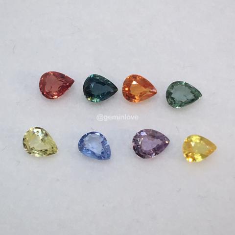 พลอยไพลิน พลอยทับทิม พลอยบุษราคัม พลอยมรกต พลอยซัฟไฟร์ sapphire blue green orange  pink พลอยแท้ เผาเก่า มีใบเซอร์ พลอยเสริมราศี