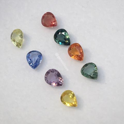 พลอยไพลิน พลอยทับทิม พลอยบุษราคัม พลอยมรกต พลอยซัฟไฟร์ sapphire blue green orange  pink พลอยแท้ เผาเก่า มีใบเซอร์ พลอยเสริมราศี