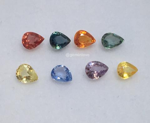 พลอยไพลิน พลอยทับทิม พลอยบุษราคัม พลอยมรกต พลอยซัฟไฟร์ sapphire blue green orange  pink พลอยแท้ เผาเก่า มีใบเซอร์ พลอยเสริมราศี